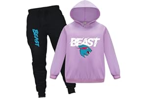 Forlcool Famous YouTube Gamer Logo Ripped Lightning Cat Printed Hoodie and Pants 2pcs/Sets Trousers and Top Tracksuits for Boys Girls Ages 3-13