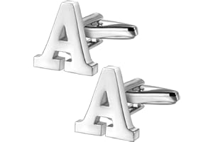 WMUVAZA Herren Edelstahl Manschettenknöpfe, Hochzeit Cufflinks Manschettenknopf Silber Buchstabe A, Edelstahl Manschettenknöpfe Hochzeit Cufflinks, Manschettenknopf Silber