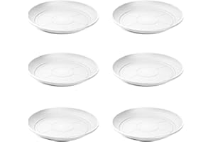 Acan Pack de 6 Platos de plástico para macetas de 30/40 cm Mediterránea. Bandejas, platillos, bajoplatos Redondos para tiestos de Interior, Exterior, jardín, terraza o balcón (Blanco)