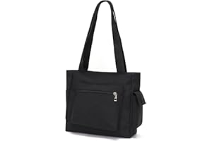 LANXINGLUO borsa a tracolla donna grande borsa donna nera grande borsa shopper donna in tessuto con cerniera borsa in tela borsa donna con molti scomparti