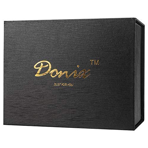 Donix Elegante Caja de Regalo Estuches Brochas Maquillajes Organizador de Almacenamiento de Cosmético Bolsa para Viaje Navidad Fiesta,Rectangular,Negro