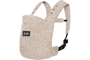 ROOKIE Babytrage Konnekt - Bequem u. super anpassbar - Bauchtrage u. Rückentrage für Neugeborene ab Geburt - Design Baby Trage aus weicher Bio-Baumwolle (Leo Beige)
