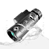 K&F Concept - 10 X 42 Catalejos Monocular Impermeable con BaK-4 Prisma para Conciertos, Vigilancia, Viaje, Senderismo, Monocular Zoom incluye Correa + Tapas Lentes Protectores + Tapas de Ojos + Paño de Limpieza + Bolsillo
