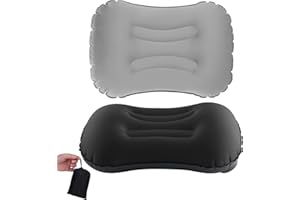 ‎MSDADA MSDADA 2 Stück Aufblasbares Camping Reise Kissen, 2.0 Ultralight Komfortables Aufblasbar Kissen Nackenkissen Komprimierbar Kompakt für Camping Reise Draussen Büro (Grau + Schwarz)