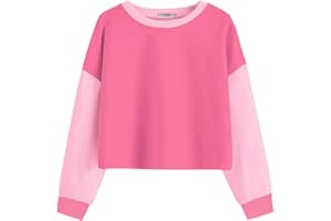 Arshiner Girls Crop Tops Kids Long Sleeve Shirt Pullover Sweatshirts for 5-12 Years