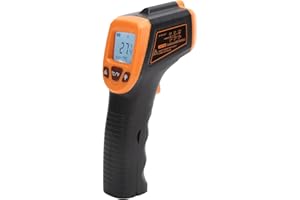 FOCKETY Termometr na podczerwień, -50 ℃ do 600 ℃ Bezkontaktowy Cyfrowy Pistolet do Pomiaru Temperatury z Wyświetlaczem LCD,Pistolet z Termometrem na podczerwień do Gotowania,Pieca do Pizzy (Pomarańczowy)