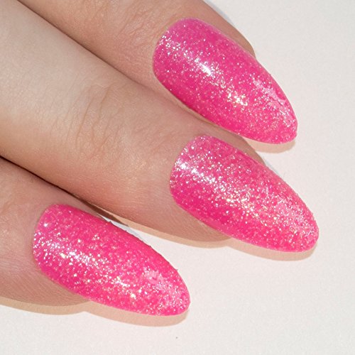 Bling Art Stilett Falsche Nägel Gel Acryl Rosa-Gel Glitter Mittel Tipps UK