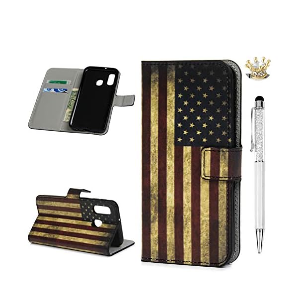 Vogu'SaNa A40 Handyhülle Kompatible für Samsung Galaxy A40 Hülle PU Leder Tasche Wallet Case Flip Cover Malen Muster Flipcase Schutzhülle Handytasche Skin Ständer Klapphülle Schale Bumper Mädchen