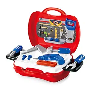 J S Portable Tool Set Toy with Briefcase | Construction Tools Kit Toys for Kids Boys,Girls - Set of 19 Pieces