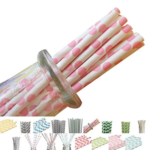 LUFA 25pcs / pack Einmalige Streifen Papier Strohe Einweg Mehrfarbenstrohe für Partei - 6