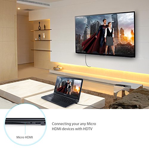 ICZI Micro HDMI Kabel 1.8m, 4K Kabel, HDMI-Standard Goldbeschichtete Anschlüsse 3-fach geschirmt für Micro HDMI Geräte inklusive dem Lenovo Miix 310, Odys Trendbook 14, KCSMOBILEGAMING PRO7-15 usw. - 6