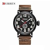 Easy Go Shopping Runde Wasserdichte Lederuhrkalender-echte Quarzuhr (Color : 5)