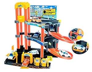 Toyshine City Parking Play Set Track Set with 3 Cars with Accessories (Multicolour)