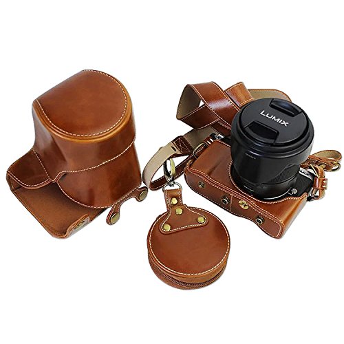 First2savvv XJD-GX80-HH09G10 Premium Qualität braun Ganzkörper- präzise Passform PU-Leder Kameratasche Fall Tasche Cover für Panasonic Lumic DMC-GX80 mit SD-Kartenleser - 2