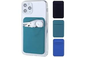 Dzxin Lot de 3 porte-cartes pour téléphone portable avec autocollant adhésif pour iPhone, Samsung Galaxy, Android (vert clair, bleu et noir)