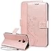 Produktbild SMART LEGEND Huawei Honor 5X Lederhülle Schmetterling Weinstock Premium Schutzhülle Wallet Case Rosegold Muster Design Etui Brieftasche Ledertasche mit Handschlaufe Neu Zubehör im Bookstyle Cover Schale mit Ständer Standfunktion Etui Karten Slot und Magnetverschluss Flip Case