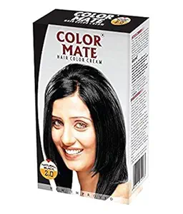 Color Mate Improved Hair Color with Ayur Product Combo (2.0 Natural Black)-Pack of 2