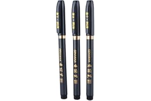 Yunxwd Stylos de Calligraphie, Feutre à Pinceau Souple, Lot de 3 Feutres Noirs Pointe Souple Pour Calligraphie Chinois Calligraphie Japonaise Stylo à Encre d'Ecriture Brosse Stylo Art Script