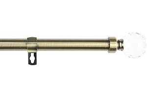 MERCURY TEXTIL- Barra Sencilla Forja Universal Extensible,Barra de Cortinas Decorativa Extensible de Acero (Dorado, 70-120cm Bola Cristal)