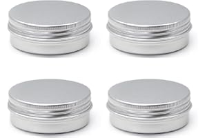 Jitnga Paquete De 4 Tarros Vacíos, Lata De 15 Ml, Tarros De Crema, Tarro De Metal Pequeño Portátil De Viaje Con Tapa De Rosca Para Kit De Almacenamiento De Máscara De Loción De Crema (Plata)