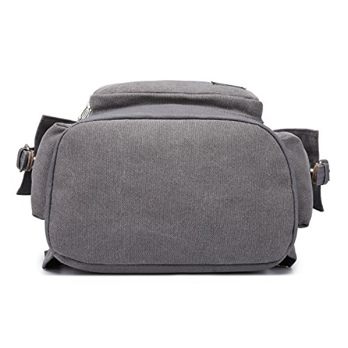 KAUKKO Damen Herren Segeltuch Rucksack Laptop Rucksäcke für Reisen Wandern - 7