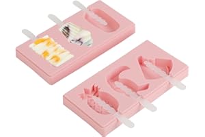 WINDFROMORT 2 Moules à Glace - Moule Glace, Silicone Alimentaire, Antiadhésif et Flexible, Facile à Démouler et Nettoyer, Idéal pour Glaces Maison et Desserts (18.2x9.1x2.3cm) (Rose)