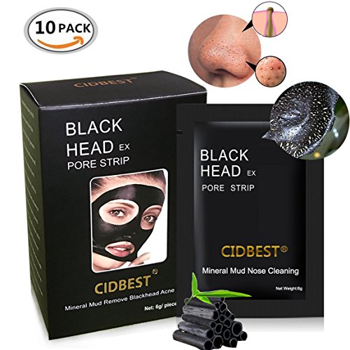Peel off Maske , Black Head Maske, Mitesser Maske, Gesichtsmasken Schwarz, Blackhead Remover Mask, Black Mask, CIDBEST® 10 Stück Mitesser Entferner Maske, Schwarz Maske, Tiefenreinigung Schwarze Maske , Anti Akne Öl-Kontrolle Reinigungsmaske , Bamboo charcoal Pore Purifying Peel Off Maske Mitesser Pickel Akne Entferner
