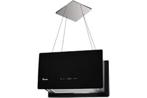 KKT KOLBE Campana Extractora 60 cm | Campana Isla | acero inoxidable | vidrio negro | Funcionamiento táctil | CUBE60S