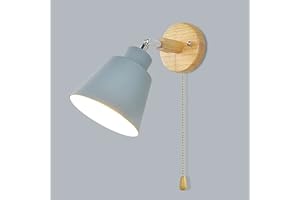 LZGS GO SWING BANDS Lampada Da Parete Con Interruttore A Fune Rotazione Libera Di 350° Lampada Da Comodino Macaron Vintage Moderna E27 Lampada Da Parete In Legno Adatto Per Soggiorno E Camera Da Letto（Cenere）