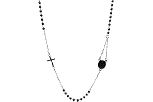 SiLo Bijoux COLLANA ROSARIO DONNA UOMO ACCIAIO INOX 316L ARGENTATO DORATO NERO ANALLERGICO - CONFEZIONE REGALO
