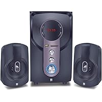 iBall Hi-Basss 2.1 Speaker – Built-in FM Radio and Multiple Equalizers with LED Display and Remote Control, Black