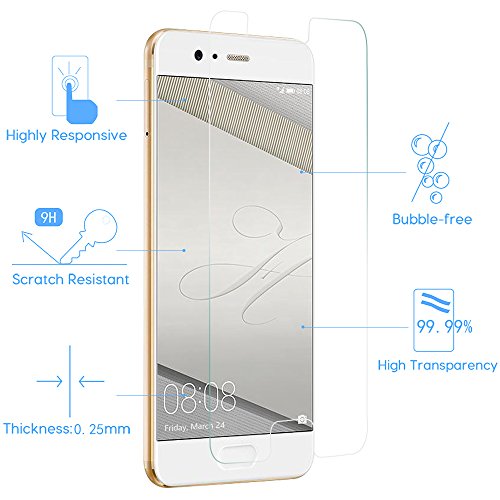 [2 Stück] Huawei P10 Plus Schutzfolie Panzerglas,Yica P10 Plus Folie[HD Klare, Blasenfreie] Displayschutzfolie Displayschutz Screen Protector Für Huawei P10 Plus - 2