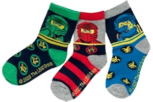TVM EUROPE GMBH LEGO NINJAGO Socken Set 3 Paar Kindersocken Kinder Strümpfe für Jungen Ninja red stripe Gr.23 24 25 26 27 28 29 30 31 32 33 34