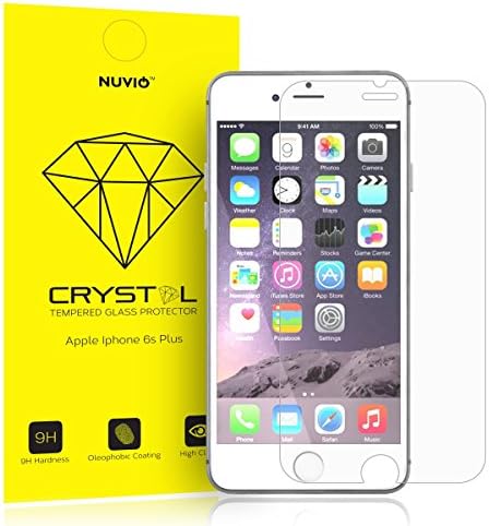 Nuvio Apple iPhone 6 Plus and 6s Plus Screen Protector Crystal Premium Tempered Glass Anti Shatter Thick - 0.26mm