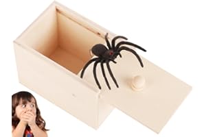 FaJoek Streich Spinne, Spinne Streich Box, Holz Prank Spider Scare Box, Streich Spinne Scare Box, Streich Spinne Angst Box, Überraschungsgeschenke für Kinder und Erwachsene
