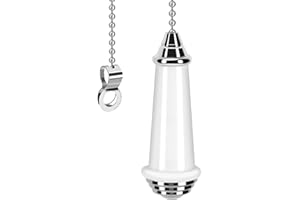 ALLisWE Bathroom Light Pull Cord Handle with Pull Chain Extension Light Switch Chrome Finish White Porcelain Light Cord Pull Ends Blind Cord Handle for Bedroom Classic Toilet Light Fan Switch