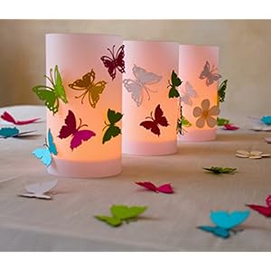 Hochzeit | Windlicht | Tischdeko | bunte Schmetterlinge| 9 cm Durchmesser höhe 16cm bunt 1stk