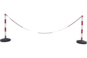 SNS SAFETY LTD GC2-CH2.5 Paire de Poteaux en Plastique avec Chaîne en Plastique de 2,5 m (Rouge Blanc, 2,5 m)