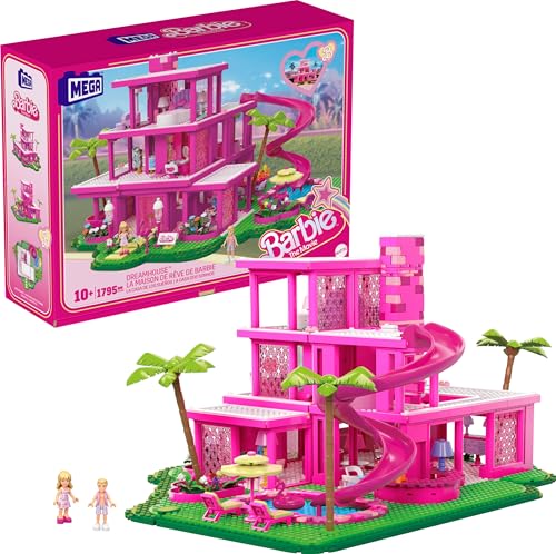Barbie The Movie - MEGA - Casa dei Sogni, set da costruire di 1795 pezzi da collezione, include 4 mini bambole, mobili, cucina, piscina e accessori, giocattolo per bambini, 10+ anni, HPH26