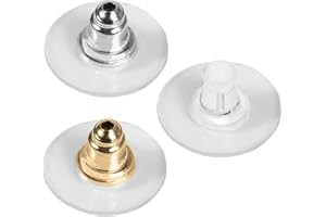 FineGood 150 paia proiettile frizione orecchino orecchino in gomma trasparente fermatende e blocchi di sicurezza - argento, oro, trasparente