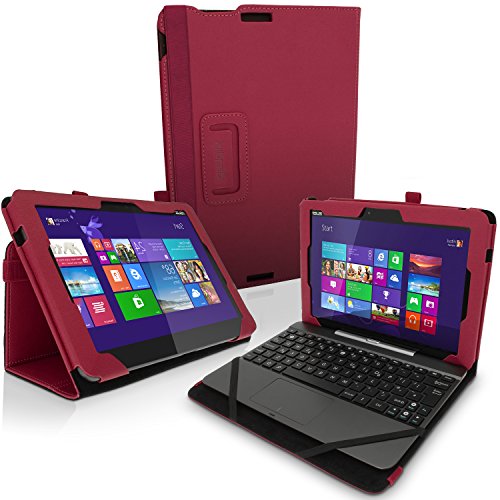 igadgitz Pink Rosa PU Ledertasche Hülle Folie für Asus Transformer Pad TF103C 10.1 Zoll mit Multi-Winkel Betrachtungs + Stylus-Stift Elastischen Halter + Displayschutzfolie