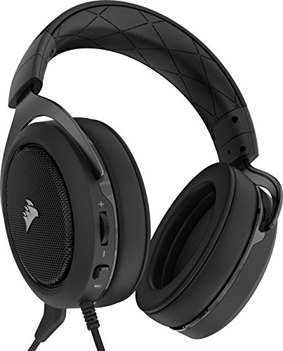 Corsair HS50 Stereo - Auriculares Gaming con micr  fono Desmontable  para PC PS4 Xbox Switch m  vil   carb  n
