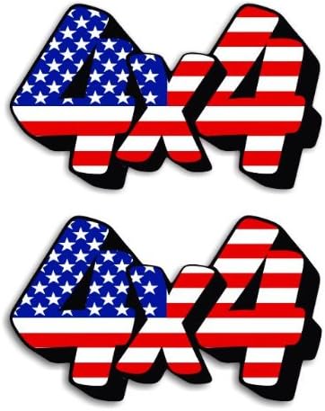 2 of 4X4 American - America Flag 4WD Car Stickers - 11cm x 6.5cm