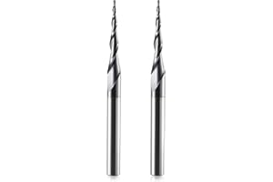 HOZLY Lot de 2 fraises à tête sphérique coniques CNC R0.5 Fraise à rainurer en spirale 6 mm Tige 2 flûtes Fraise à queue HRC55, rayon de 0,5 mm CNC avec revêtement AlTiN pour gravure 2D/3D