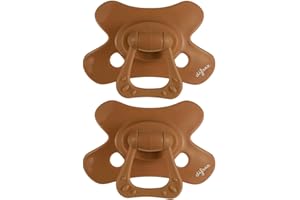 Difrax Tétine 18 Mois et Plus– Sucette Naissance avec Tétine Silicone – 18+ - Facile à Accepter - un Apport Optimal d'Air – Tutute Bébé 18-36 Mois – Marron/Cannelle – 2 Pièces