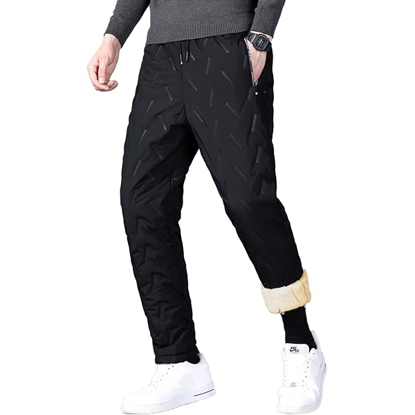 Pantalon Jogging Homme Thermique Polaire - Survêtement Chaud Hiver Avec Poches Zippées - Joligiao