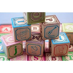 Holzbausteine Deutsch Alphabet, ABC Blöcke 46 mm