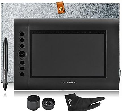 HUION H610 USB Graphics Drawing Tablet + Anti-fouling Golve + 15 Inch Wool Felt Liner Bag