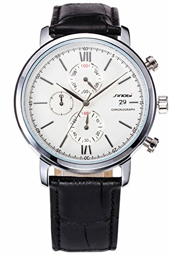 Sinobi Herren Classic Top Luxus Schwarz Silber Chronograph Outdoor Sport Analog Militr Armbanduhr Pilotenuhr Sinobi Herren Classic Top Luxus Schwarz Silber Chronograph Outdoor Sport Analog Militr Armbanduhr Pilotenuhr