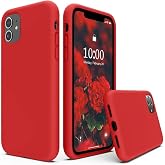URUCHI iPhone 11 ile Uyumlu Kılıf, İ&ccedil;i Kadife Kaplamalı İnce Sıvı Silikon Tam Koruma Yumuşak Jel Silikon Kapak, Kırmızı